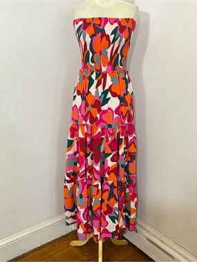 ATL Able the Label Abstract Floral Strapless Summer Dress L